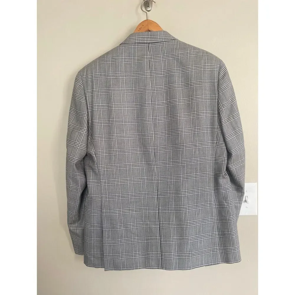 EUC Tallia Silk Wool Blazer Houndstooth Black White Purple Paisley Lined 44R